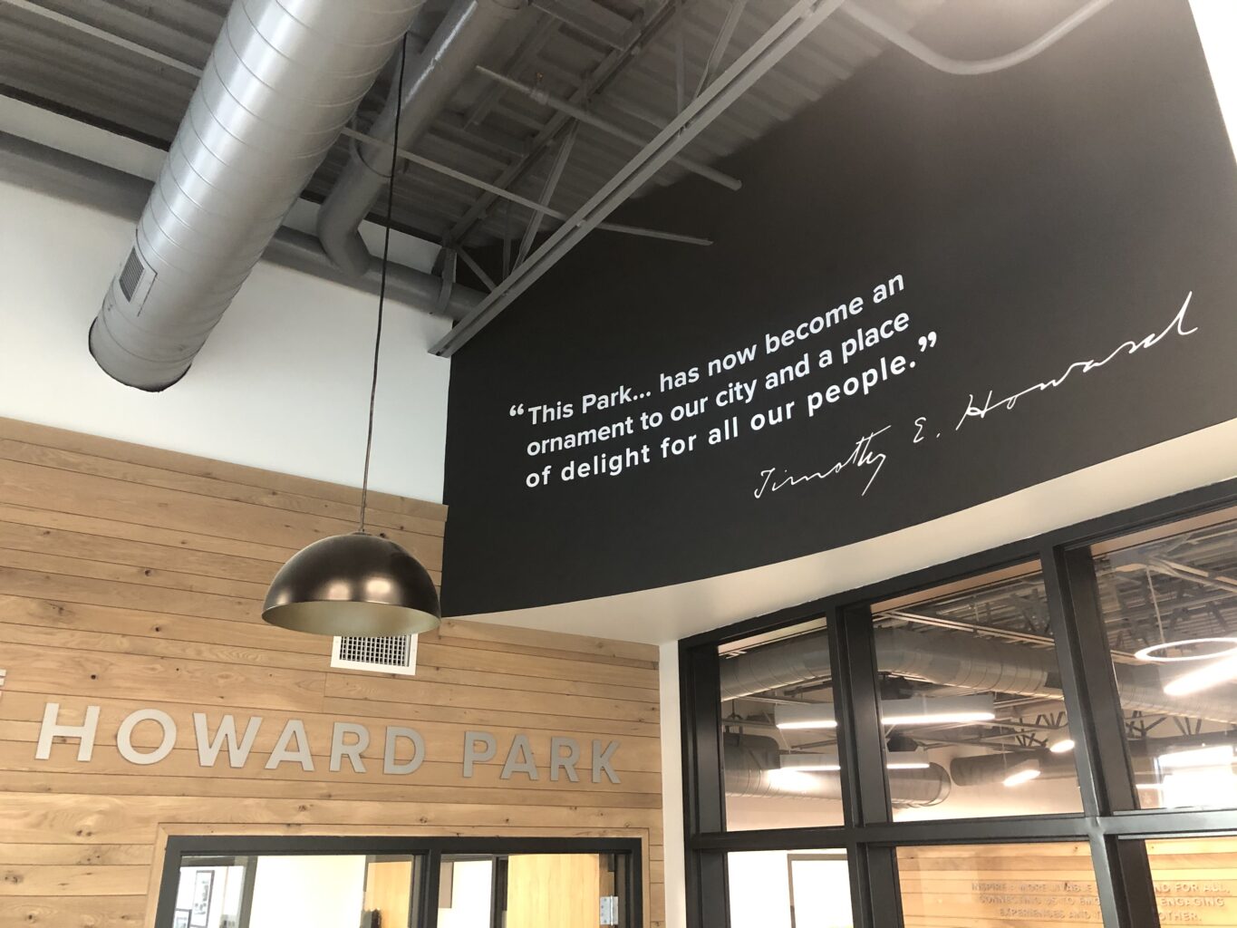 Quote from Timothy Howard installed at the new Howard Park.